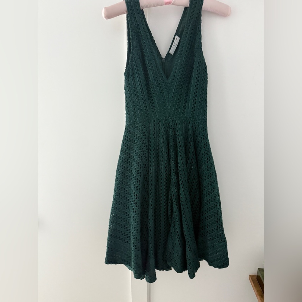 Sandro Deep Green Lace Midi Dress